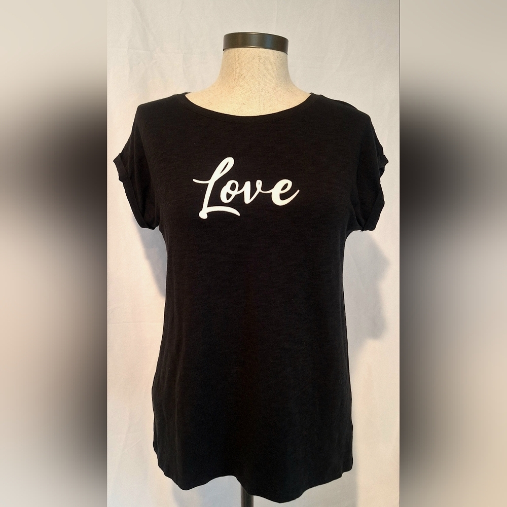 Christian Siriano Black Tee with White 'Love' Graphic